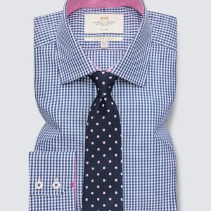 Non Iron Navy & White Slim Fit Shirt