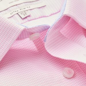 Non Iron Pink & White Dogstooth Extra Slim Fit Shirt