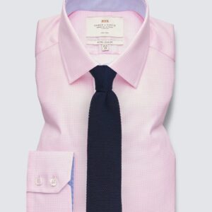 Non Iron Pink & White Dogstooth Extra Slim Fit Shirt