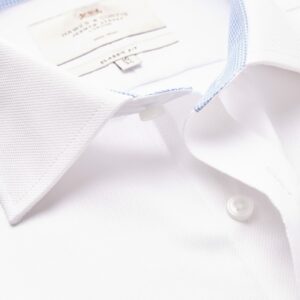 Non Iron White Pique Classic Fit Shirt